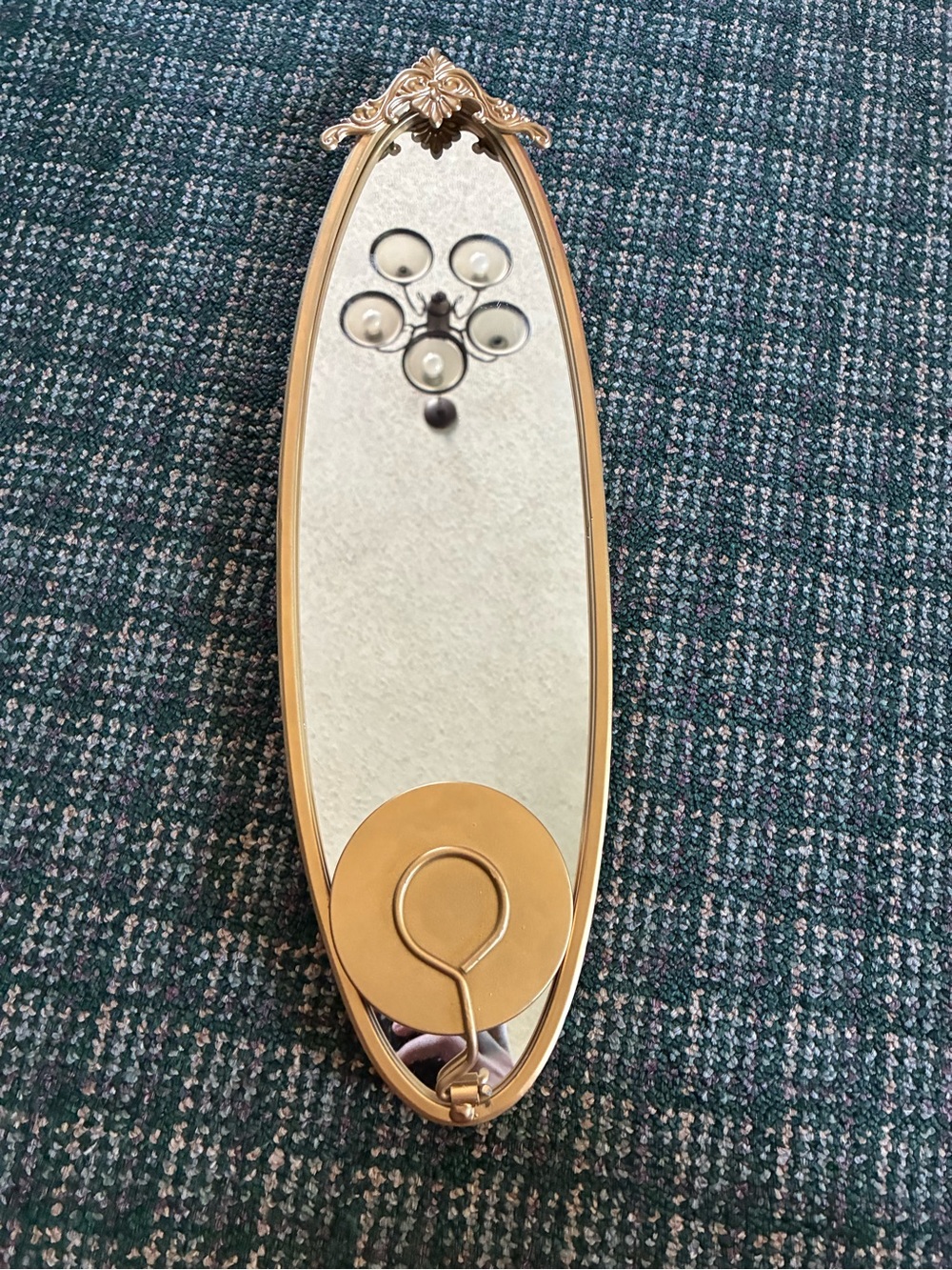 Gold-Tone Decorative Oval Phone Case Accent Mirror - Unbranded